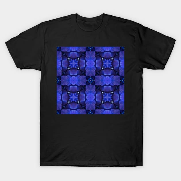 Royal Blue Hydrangea Pattern 1 T-Shirt by BubbleMench